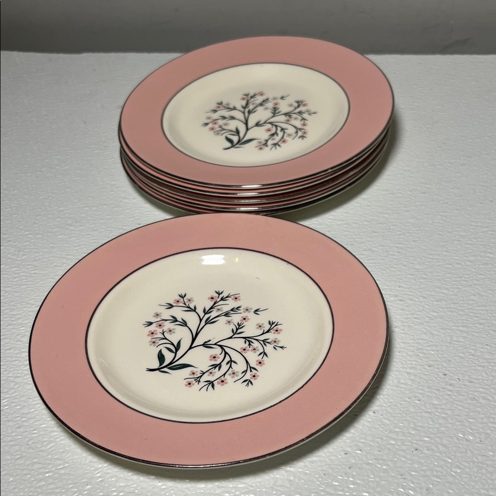 Vtg Rare Homer Laughlin Cavalier Eggshell Springtime Salad/Lunch Plates Set 6